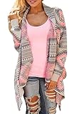 ZIKKER Women's Aztec Print Drape Open Front Knit Cardigan Sweaters