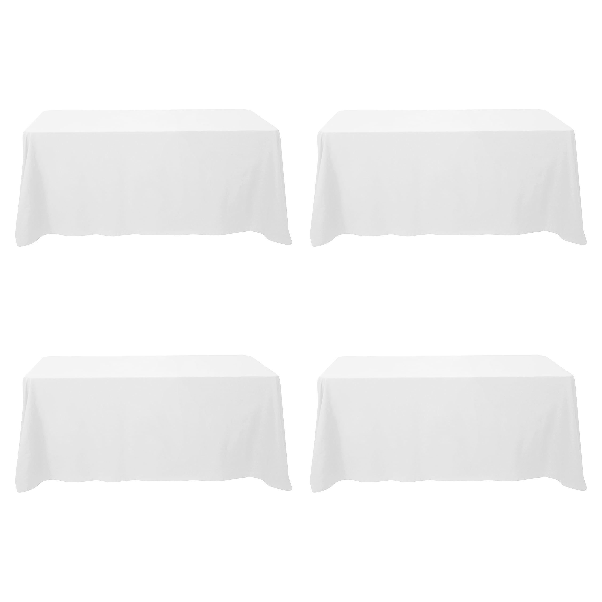 Photo 1 of BRILLMAX 4 Pack White Tablecloths for 6 Foot Rectangle Tables 90 x 132 Inch - 6ft Rectangular Bulk Linen Polyester Fabric Washable Cloth Cover for Wedding Reception Banquet Birthday Party