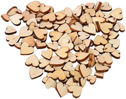 JGSWYU 100 pcs blank wood heart embellishments 6mm 8mm 10mm 12mm wood heart slices for wedding DIY arts crafts card making