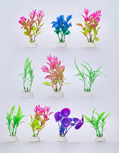Aquarium Plants,Govine 10pcs Aquarium Plastic Plant Multicolor Suction Cup Random Style And Color