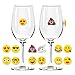 MelonBoat Poop Unicorn Emoji Wine Charms for Glasses, Universal Drink Markers with Suction Cup, 12 Pack