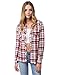 Cotton Plaid Long Roll Up Sleeves Chest Pocket Button Closure Shirt Mint L