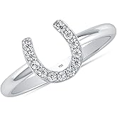 LeCalla 925 Sterling Silver Open Circle, Horseshoe & Tree of Love Designs Finger Ring | Minimalist Wedding Ring Jewelry | Lucky Charm Designs Rings with Cubic Zirconia | Women's Silver Rings