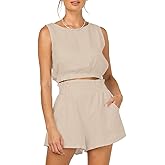 Trendy Queen Womens Summer 2 Piece Outfits Short Sets Matching Sleeveless Tank Top High Waisted Shorts with Pockets