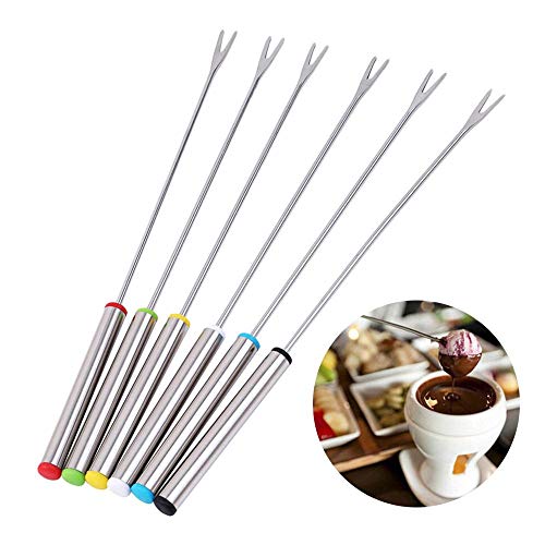 Pawaca Stainless Steel Fondue Forks, Set of 18 Dessert Fork with Heat Resistant Handle for Cheese Chocolate Fondue Roast Marshmallows Meat, Kitchen Tool Tableware for Kids - Thumbnail 2
