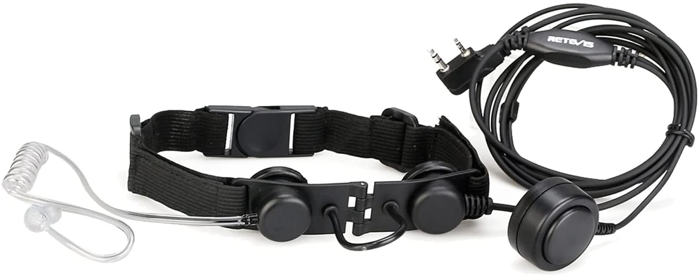 Auricular para Walkie Talkies con micrófono de garganta ajustable Retevis, tubo acústico, 2 pines