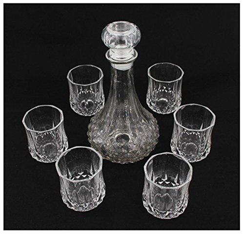Ecentaur Whiskey Decanter set with 6 Crystal Glass & 4 Stainless Steel Ice Cubes Drink Decant Bottle for Wine Liquor Water