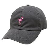 City Hunter C104 Flamingo Small Embroidery Cotton Baseball Cap 13 Colors (Charcoal)