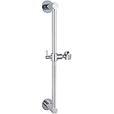 Shower Slide Bar Adjustable Handheld Shower Head Holder Wall Mount - 15inch All-Metal Shower Head Slide Bar Compatible with Bathroom Drill Free Glue Installation - Brushed