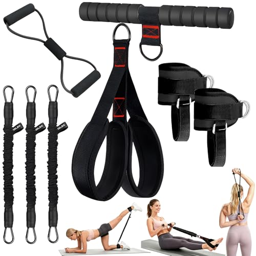 Set of Resistance Bands, Elastic Bands for Pedal and Handles, Ankle Pulleys Gym, Elastic Bands for Figure 8, Fitness Elastic Band for Abs at Home