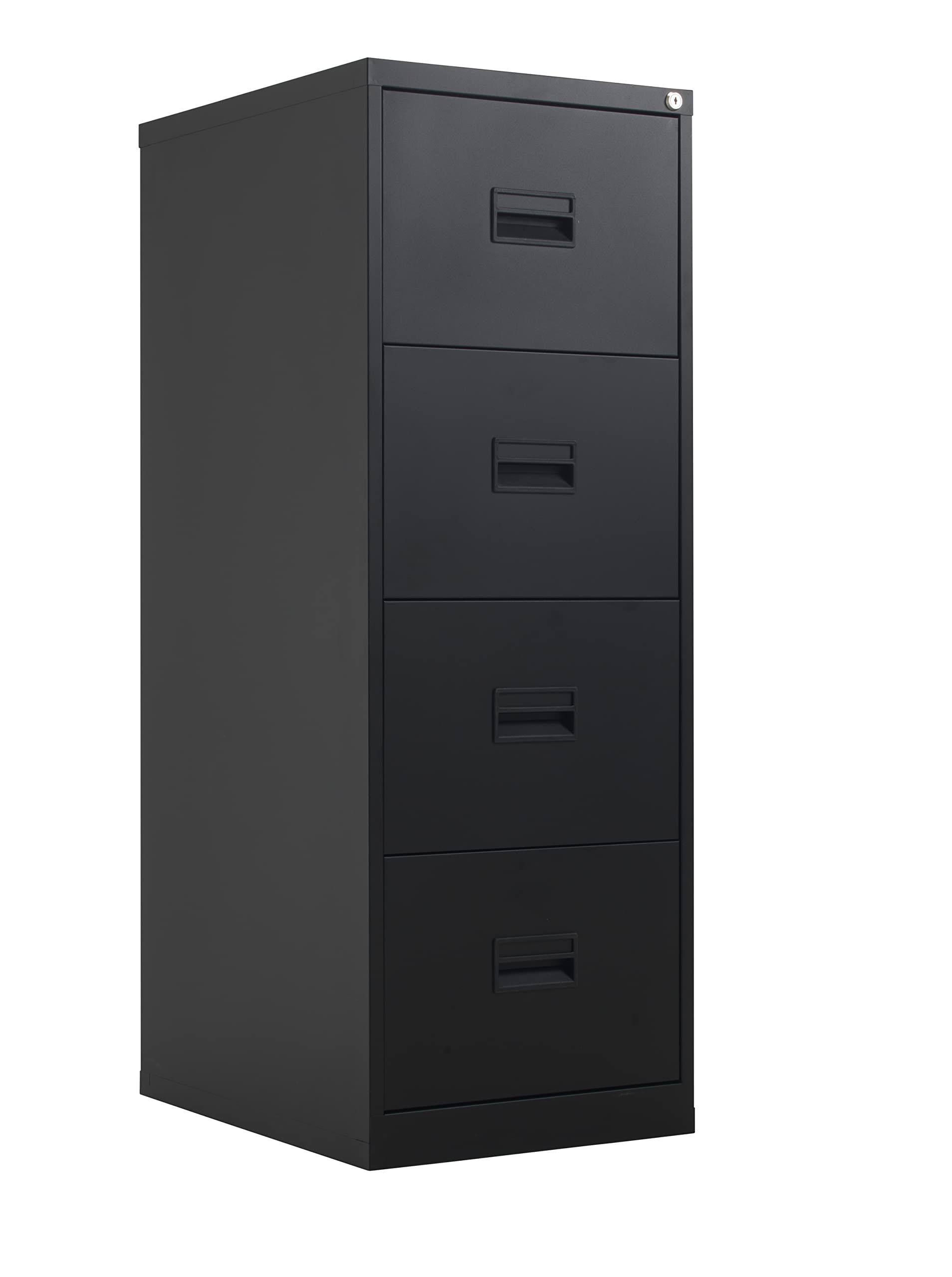 Office Hippo Heavy Duty Steel Filing Cabinet, 4 Drawer Filing Cabinet, Fully Welded Construction with 40kg Drawer Tolerance, Lockable Office Storage, 7 Year Guarantee, Black