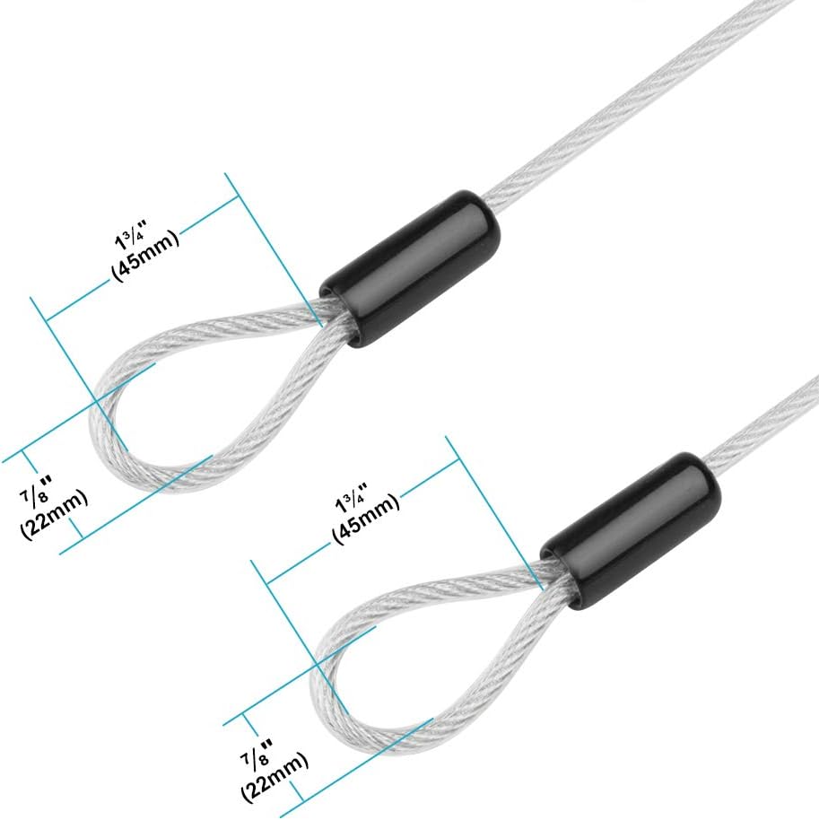 2.5 ft Security Cable Luggage Lock Safety Cable Wire with Double Looped Ends, 5mm Iron Galvanized PVC Coated Braided Security Cable Max. Load 220 lb (4 Pack) - - 