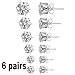 Jewelry Women's Stainless Steel Round Clear Cubic Zirconia Diamond Rhinestone Stud Earring (6 Pairs) Color Silver EAC-01