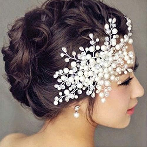 Bridal Headpiece Headb Wedding Bride Hair Accessories Crystal Combs For Women Hair Ornaments Braid Jewelry Pearl Head Piece Red