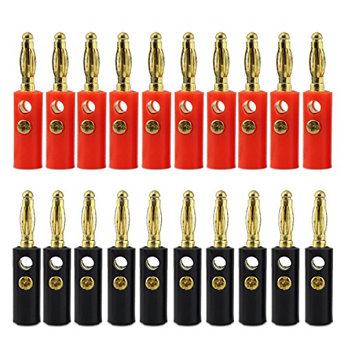 AIKE Gold Plated Banana Plug 4mm Audio Speaker Wire Cable Connector 10 Pairs