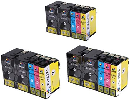LeInk Replacement Ink Cartridges for EPSON 252 XL High Capacity 15 Pack (6 Black 3 Cyan 3 Magenta 3 Yellow) Compatible with WF-3620 WF-3640 WF-7610 WF-7620 WF-7110