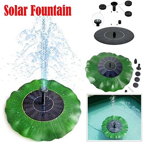 FashionSun Solar Fountain，Solar Powered Bird Bath Lotus Leaf Fountain Pump Water Pump