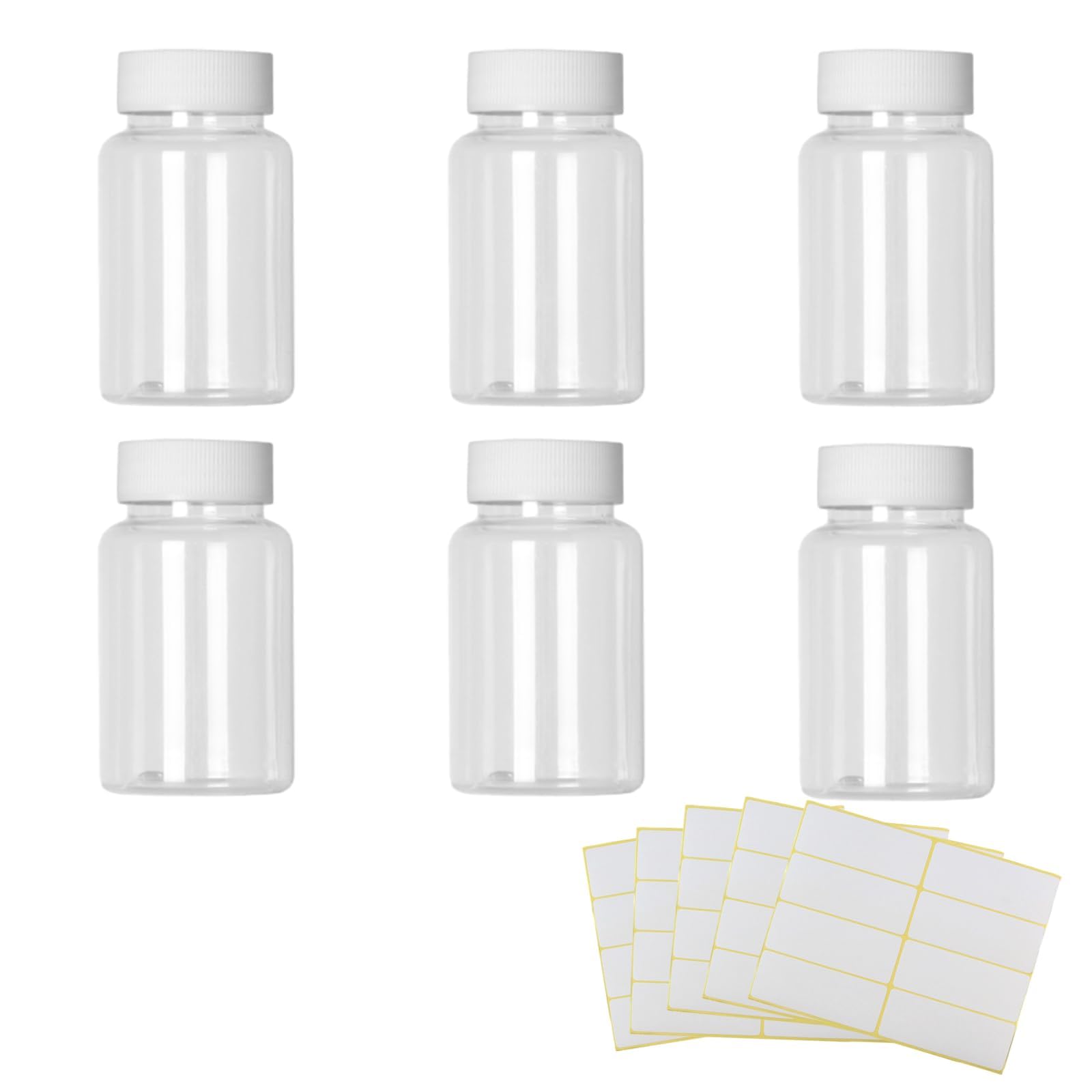 NUDFSY 6Pcs Pill Bottle, 80ml Medicine Bottles, Compact and Convenient Pill Bottles, Pill Pots Applicable To/Lotion/Liquid/Powder/Small Sample/Jewelry/Family/Travel/Camping