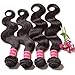 Nadula 8A Unprocessed Brazilian Remy Virgin Human Hair Body Wave Weave Pack of 3 with Lace Closure Natural Color (16 18 20+14)