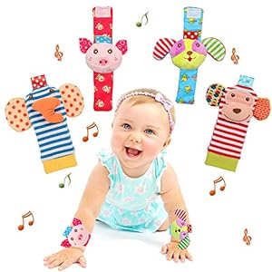 Soft Baby Rattle Toys Foot Finder Socks Wrists Rattles, Ankle Leg Hand Arm Bracelet Activity Rattle, Present Gift for…