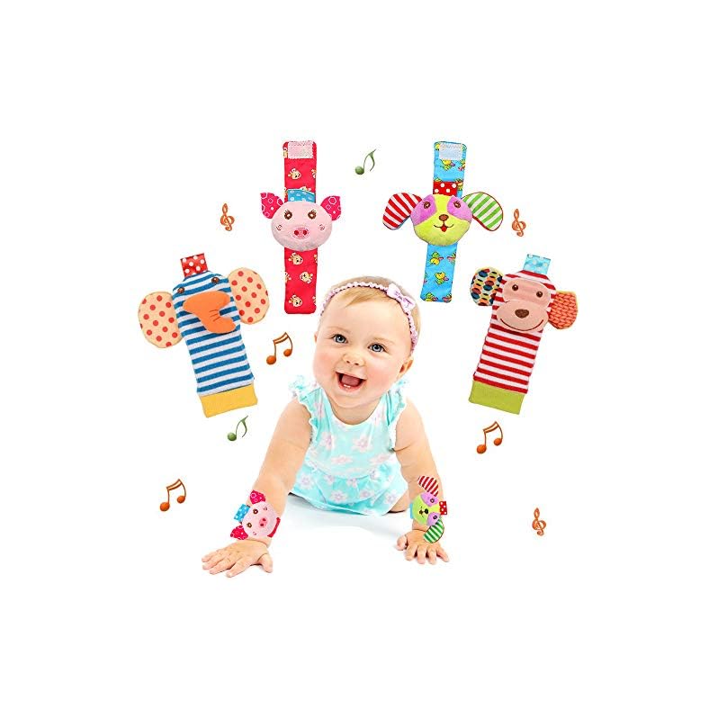 Soft Baby Rattle Toys Foot Finder Socks Wrists Rattles, Ankle Leg Hand Arm Bracelet Activity Rattle, Present Gift for…
