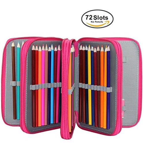 UPC 701799236006, Miraclekoo 72 Slots Pencil Case Pencil Holder Large Capacity Multi-layer Pencil Bag (ROSE)