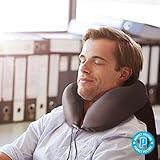 PERFECT POSTURE Memory Foam Neck Pillow for Travel: #1 Recommended, AngelSoft Fabric, CoolTec mesh, Premium Materials, Adjustable Tie by