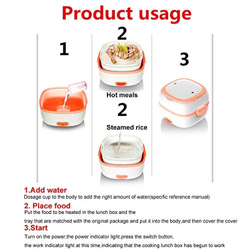 KOBWA Multifunctional Electric Lunch Box, Mini Rice Cooker, Portable Food Heater Steamer with Stainless Steel Bowls, Egg Steaming Rack, Spoon, Measuring Cup for Use in Office Outdoor School