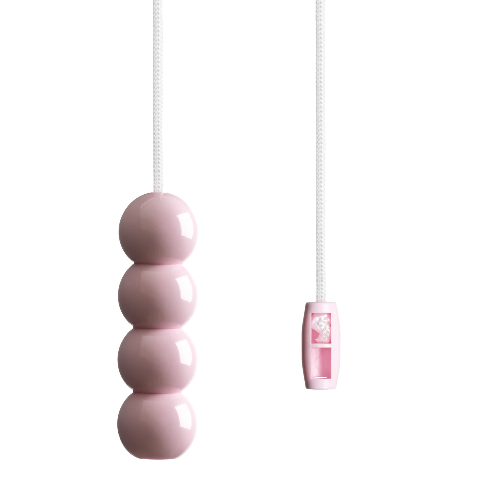 Light Pull Cord with Bead Style Handle in a choice of White, Blue and Pink. With Ice White Cord. (Soft Pink)