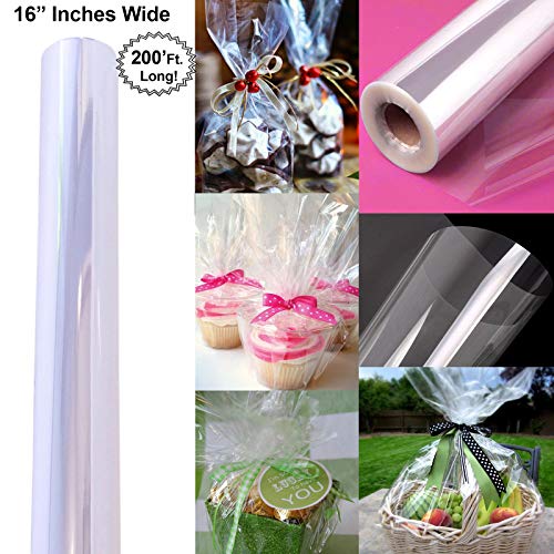 Clear Cellophane Wrap Roll 200’ Ft. Long X 16” in. Wide 2.3 Mil