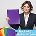 STEMSFX 6 Pack Heavy Duty Plastic 2 Pocket Folder (Assorted Colors) for Letter Size Papers, Includes Business Card Slot
