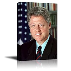 Portrait of William J. Clinton (Bill Clinton) (42th President of The United States) - American Presidents Series - Canvas Wall Art Gallery Wrap Ready to Hang - 12x18 inches