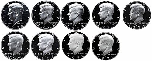 1970-1979 S Kennedy Half Dollars Gem Proof Run 9 Coins US Mint Decade Lot Complete 1970's Set