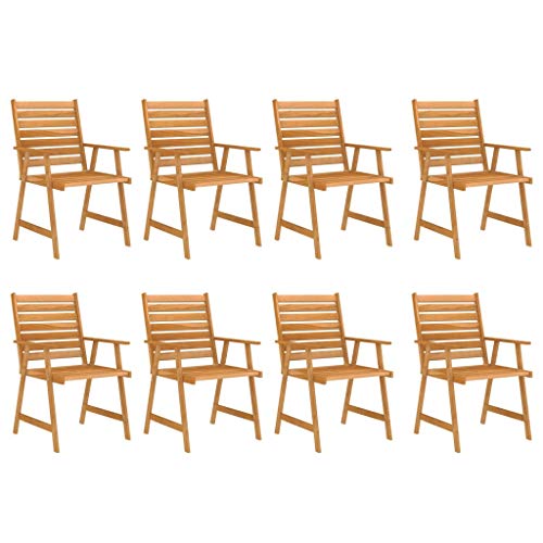 vidaXL Akazienholz Massiv Gartenmöbel 9-TLG. Sitzgruppe Gartengarnitur Gartenset Sitzgarnitur Gartentisch Esstisch Gartenstuhl Tisch Stühle – Bild 4