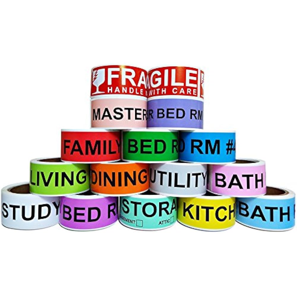 Details About 800 Count Home Moving Color Coding Labels 4 Bedroom House Fragile Stickers 2