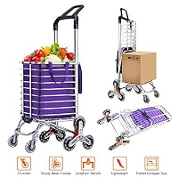 AmnoAmno Folding Shopping Cart-Stair Climbing Cart- Transit Utility Cart-Durable Folding Design for Easy Storage (Medium)