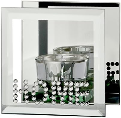 XSS Silver Diamantes HOME Single Tealight Candle Holder Glass Mirrored Ornament Gift