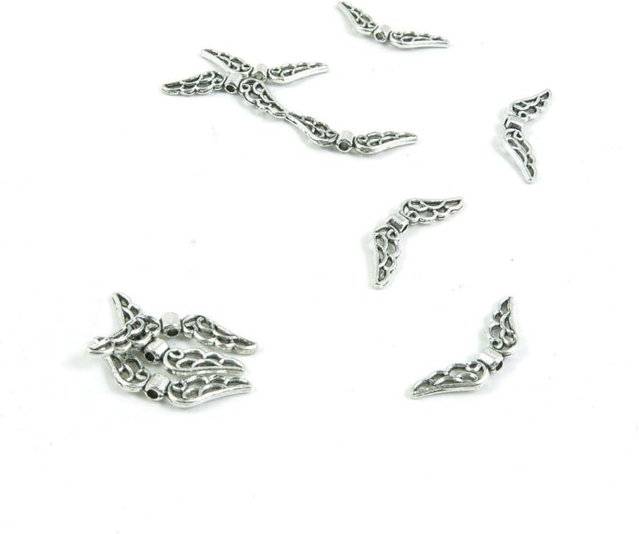 Antique Silver Tone Jewelry Making Charms Pendant Findings Craft Supplies Bulk Lots Arts L3BG2 Angel Wings Loose Beads