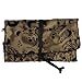 Serena Travel Set Jewelry Organizer Soft Silky Abstract Floral Print Gold Fabric Travel Roll Up and Matching Jewelry Pouch Bag