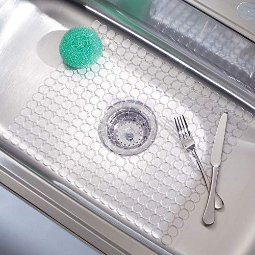 mDesign Kitchen Sink Dish Drying Mat/Grid Soft Plastic Sink Protector