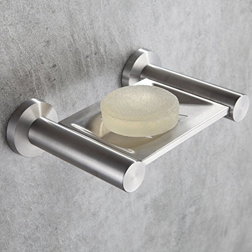 Fapully 100510S Soap Dish-Strong Stainless Steel Bathroom&Kitchen Soap Holder Wall Mounted,Brushed Nickel