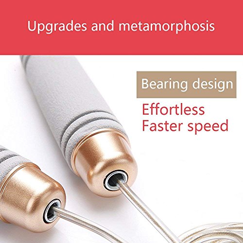 Dream Wings Adjustable Jump Rope with Comfortable Foam Handles,PVC Steel Cable for Speed Skipping Rope Cardio, Workout and Fitness Training Jump Rope for Adult Kids Men Women (Gray)