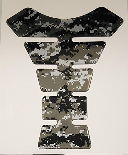 Size is 8.5" tall x 6.9" wide Digital Camouflage Gray Honda CBR Suzuki GSXR Kawasaki Ninja Yamaha YZF Triumph Daytona 675 Motorcycle Tank Pad tankpad Gel Protector