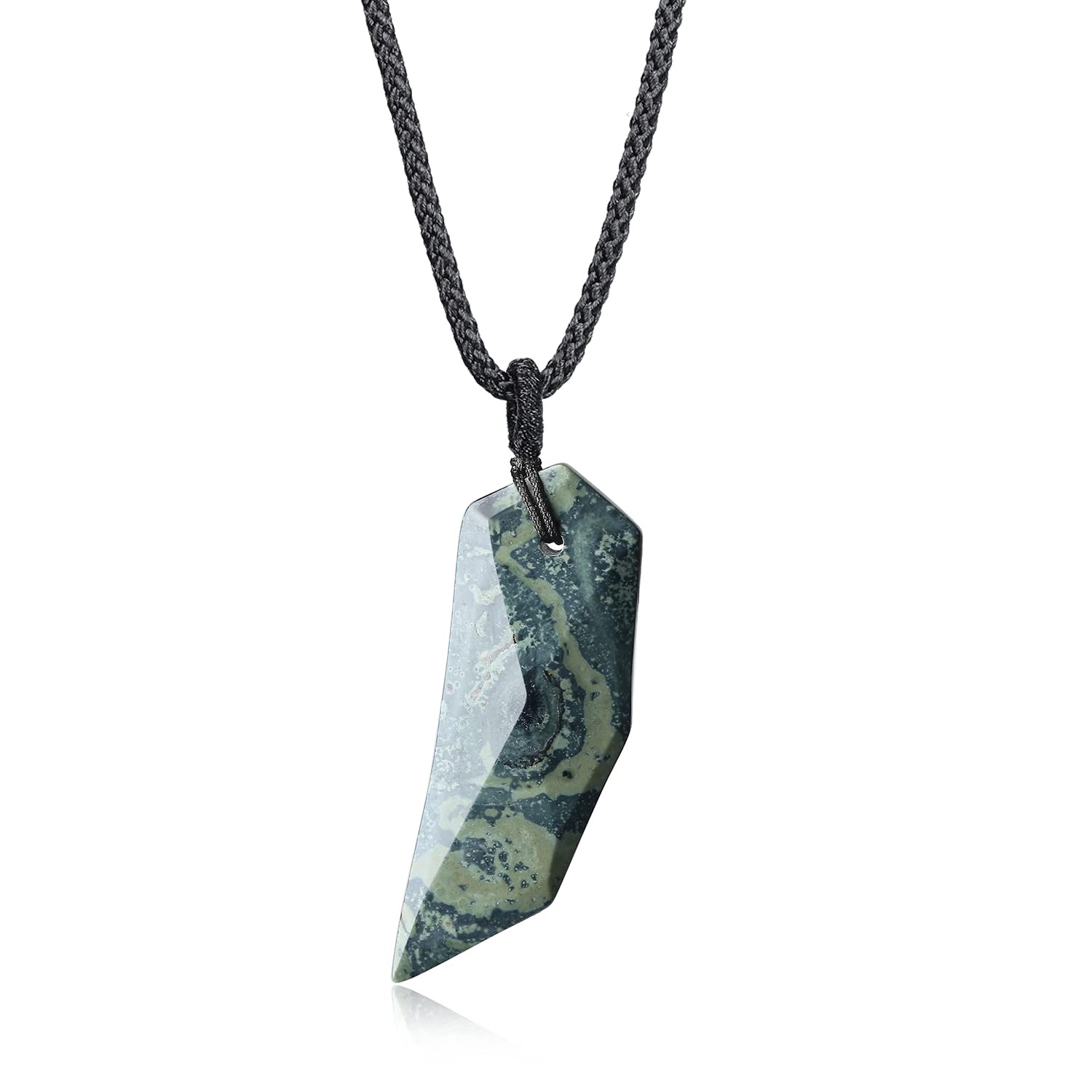 COAI Wolf Tooth Men's Healing Crystal Necklace (Kambaba Jasper)