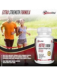 QCoreVital Keto 1000 Advanced Weight Loss (1000 mg) BHB Ketones, MCT Powder - Ketogenic Fat...