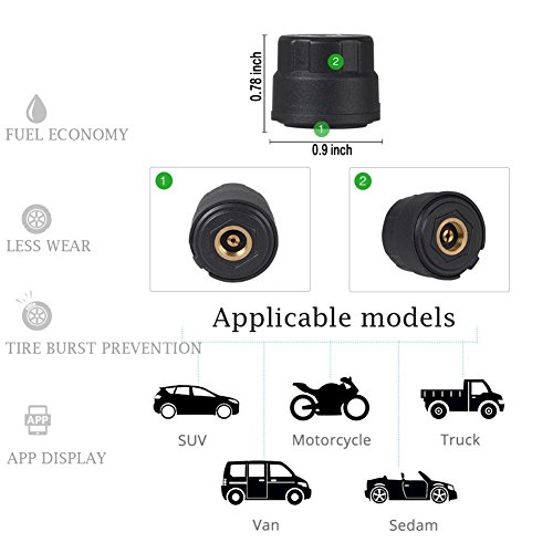 Malcam Bluetooth TPMS Wireless Tire Pressure Monitoring System,Mobile Phone Real-time Tire Pressure Monitor With 4 External Sensors - Thumbnail 6