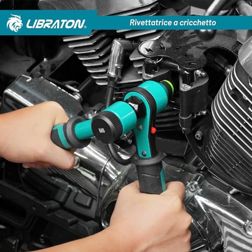 LIBRATON Riveter for Threaded Inserts, Hand Riveter Threaded Inserts, Ratchet Threaded Riveter, Pliers Threaded Riveter with 5 Metric Spindles, 5 Nozzles, 50 Rivets Nuts, Box