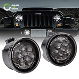 Smoked Lens Amber LED Turn Signal Light [DRL Function] [8-LED] for 2007-2018 Jeep Wrangler JK & Unlimited - Pair