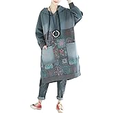 FTCayanz Women’s Oversized Sweatshirt Dress Hoodies Pullover Ethnic Printed Fall Dresses with Pockets