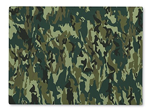 Gear New Glass Cutting Board and Serving Dish, Camouflage Pattern, also makes great accent decor piece, 11x8, 5225GN